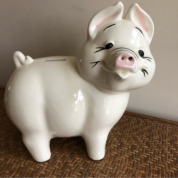 Vintage Rob Roy Large Smiling Piggy Pig Coin Bank - Picture 2 of 10